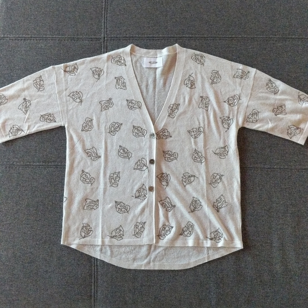 NWOT Zadig & Voltaire Luxury Linen Cardigan Rhinestone Embellishment
